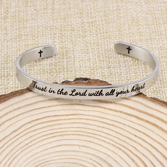 Jewelry - **LIKE NEW** FREE w/$20 ORDER Trust in the Lord Stainless Steel Cuff Bracelet